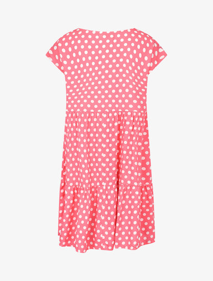 Robe coupe trapèze à pois - rose - 2