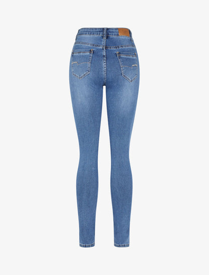 Jean à poches arrière strassées - bleu denim - 4