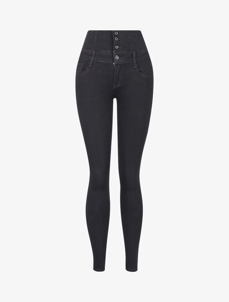 Jean uni à taille empire - noir - 3
