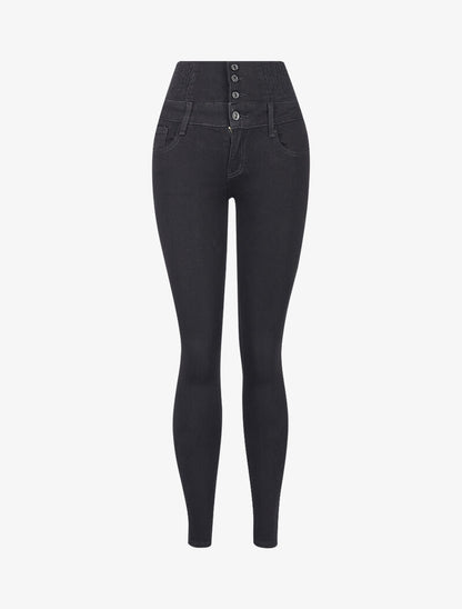 Jean uni à taille empire - noir - 3