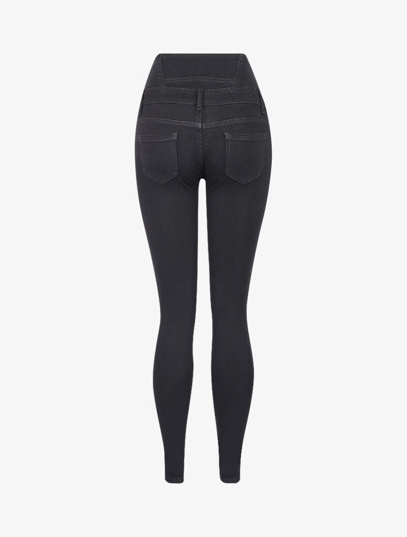 Jean uni à taille empire - noir - 4