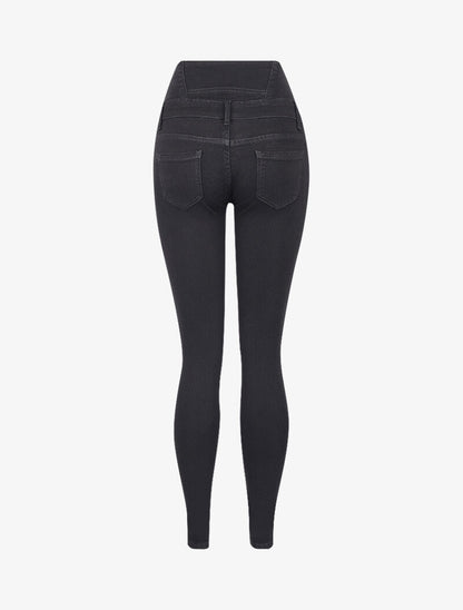 Jean uni à taille empire - noir - 4