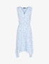Robe fleurie à bas asymétrique - bleu ciel - 3