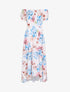 Robe longue volantée à imprimés - blanc - 1