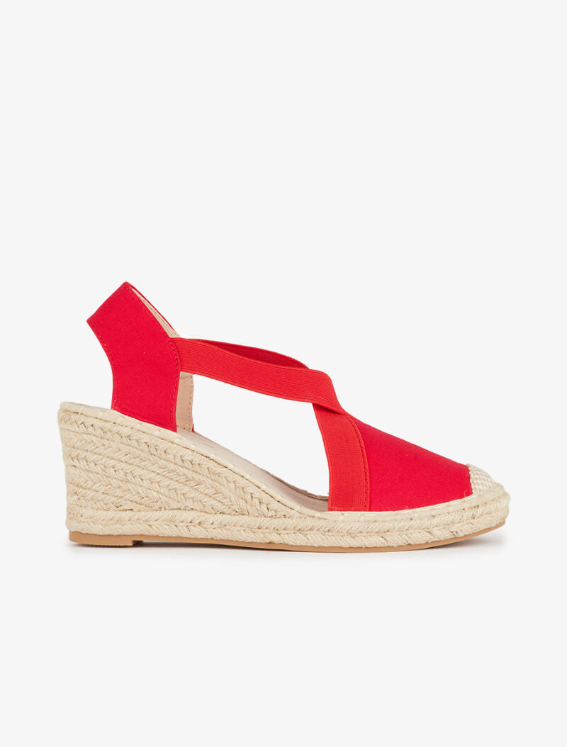 Espadrilles compensées élastiquées - rouge - 2