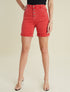 Short loose uni à ourlets - rouge - 1