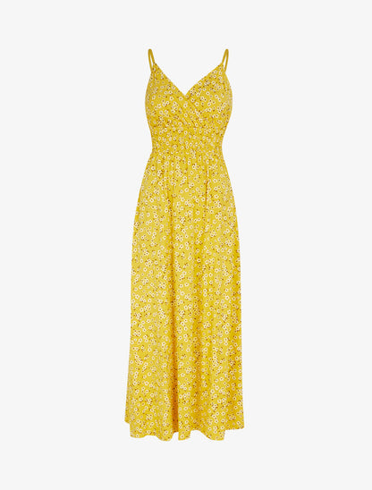 Robe à taille empire et imprimés - jaune - 3