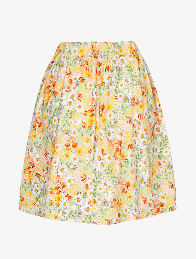 Jupe imprimée à taille élastiquée - vert d&