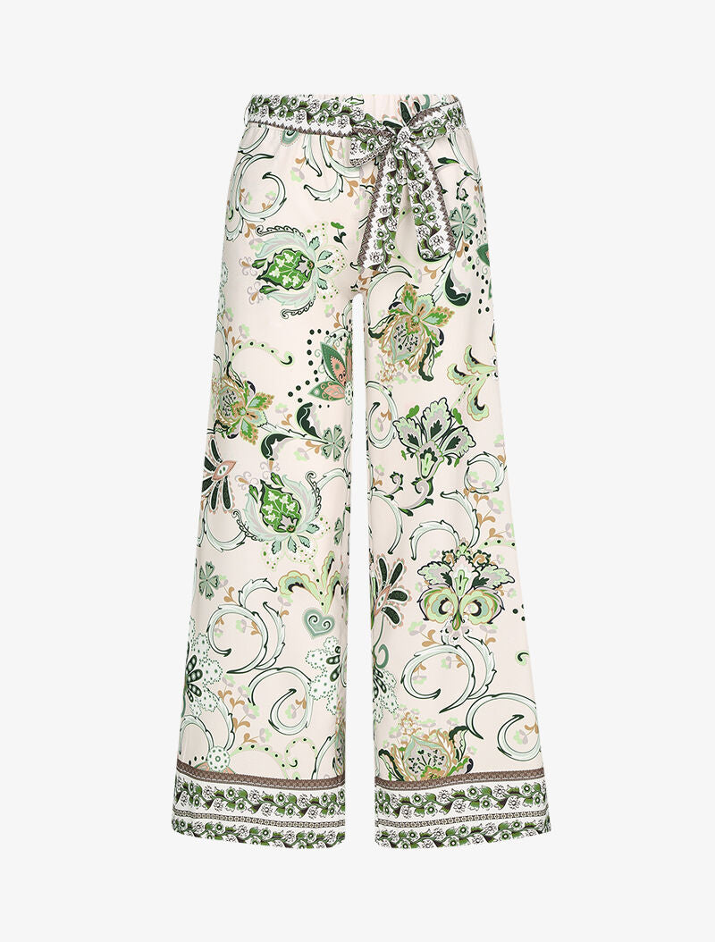 Pantalon ample à imprimés baroques stylisés - beige - 1