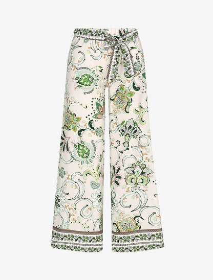 Pantalon ample à imprimés baroques stylisés - beige - 1