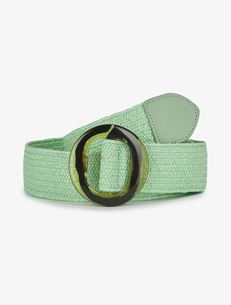 Ceinture style raphia à boucle imprimée - vert menthe - 2