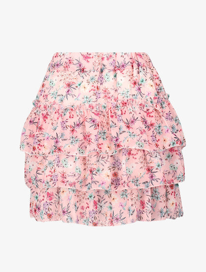 Mini jupe volantée à imprimé floral - rose - 2