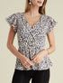 Top péplum à imprimés - beige - 1