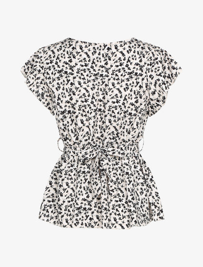Top péplum à imprimés - beige - 3