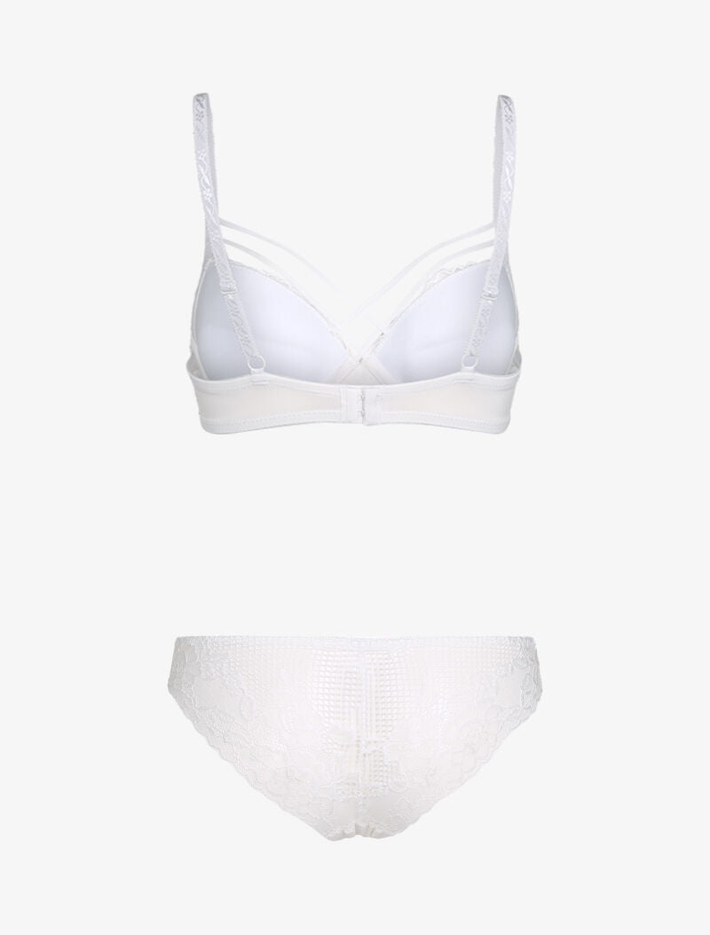Ensemble à motif fleur graphique en dentelle - blanc - 2