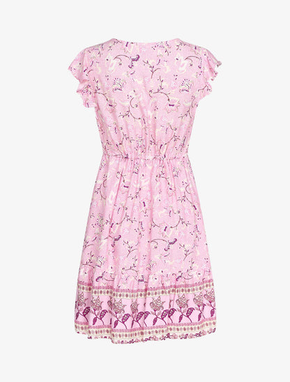 Robe à imprimé floral stylisé - rose - 2
