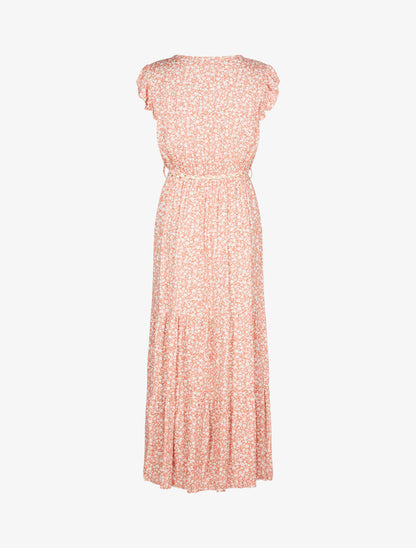 Robe longue imprimé et à basques - rose - 2