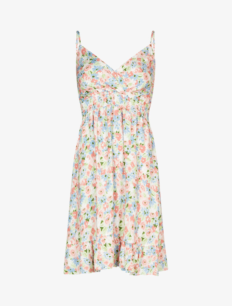 Robe légère fleurie à cache coeur - rose - 3