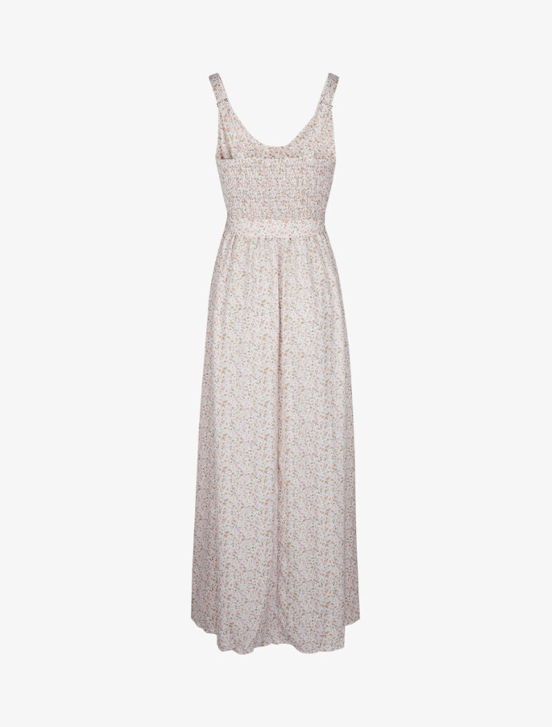 Robe à fleurs et buste boutonné - beige - 3