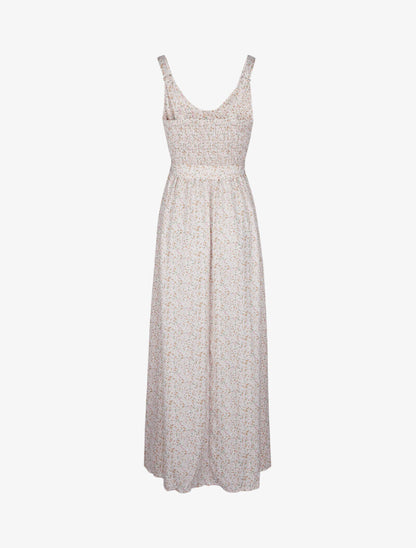 Robe à fleurs et buste boutonné - beige - 3