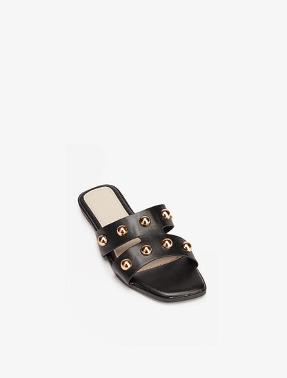 Mules à billes dorées - noir - 3
