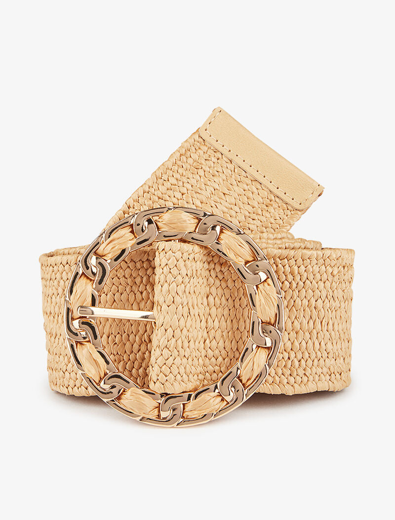 Ceinture à boucle ronde style chaîne - beige - 3