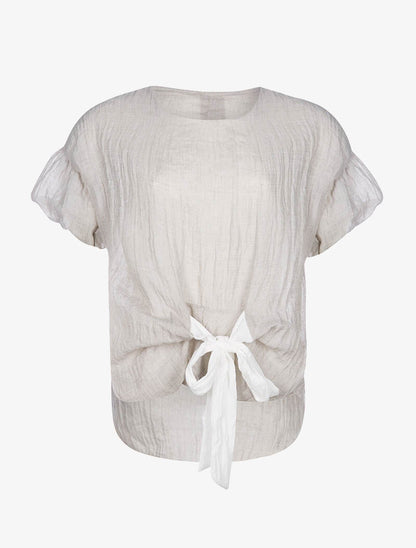 Blouse avant à nouer - beige - 1