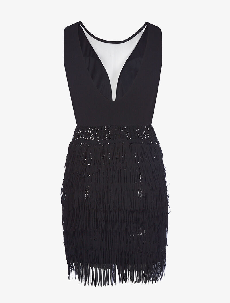 Robe charleston bas frangé - noir - 6