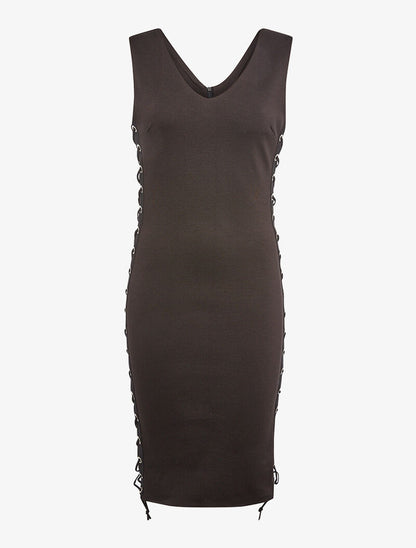 Robe côtés à lacets - noir - 5