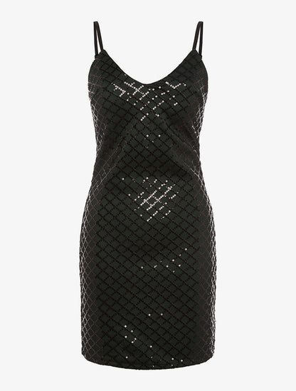 Robe basic à sequins - vert - 3