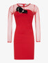 Robe broche fourrure - rouge - 1