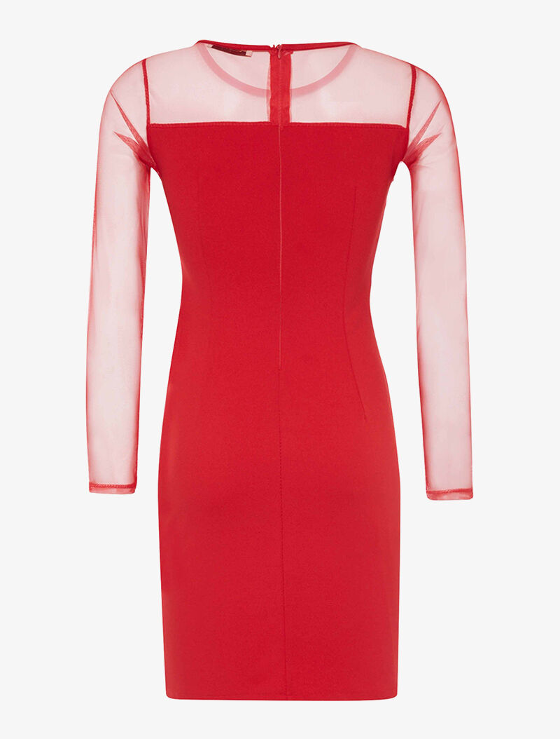Robe broche fourrure - rouge - 2