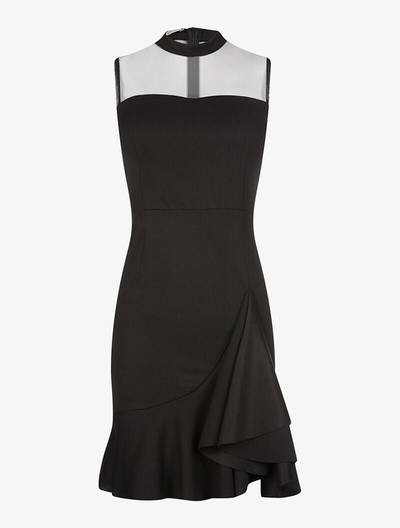Robe bas volant en biais - noir - 1