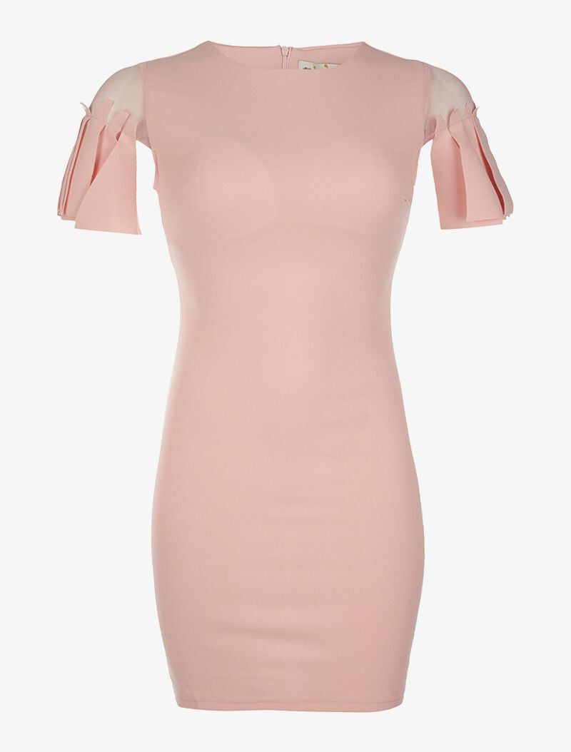 Robe manches à lamelles - rose - 1