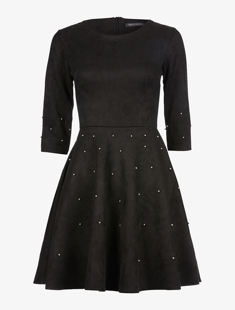 Robe daim à billes argentées - noir - 1