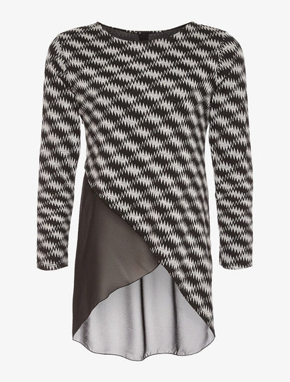 Pull croisé à voiloige - noir/blanc - 1