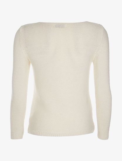 Pull avant à maille torsadée - ecru - 2