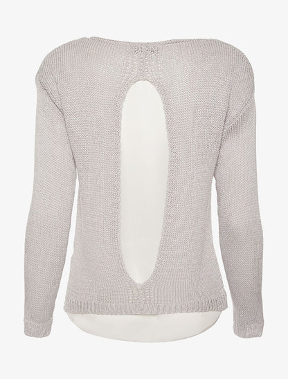 Pull dos ouvert à voile - gris - 2