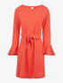 Robe fluide manches volantées - corail - 1