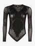 Body transparent à dentelle - noir - 1