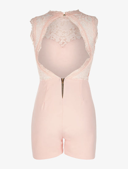Combishort buste dentelle dos nu - rose - 2