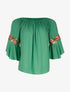 Blouse manches à fleurs brodées - vert - 3