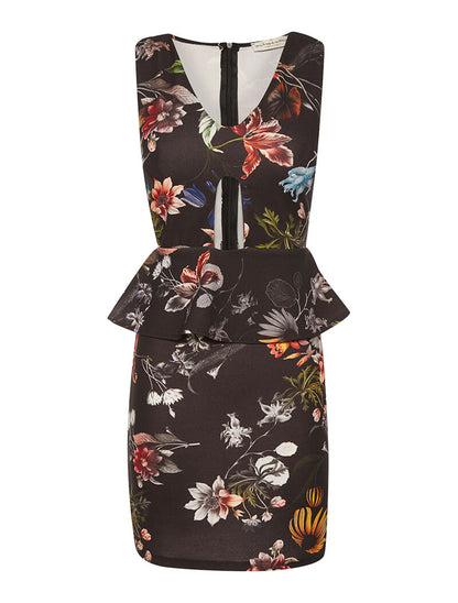 Robe fourreau ventre nu - noir - 1