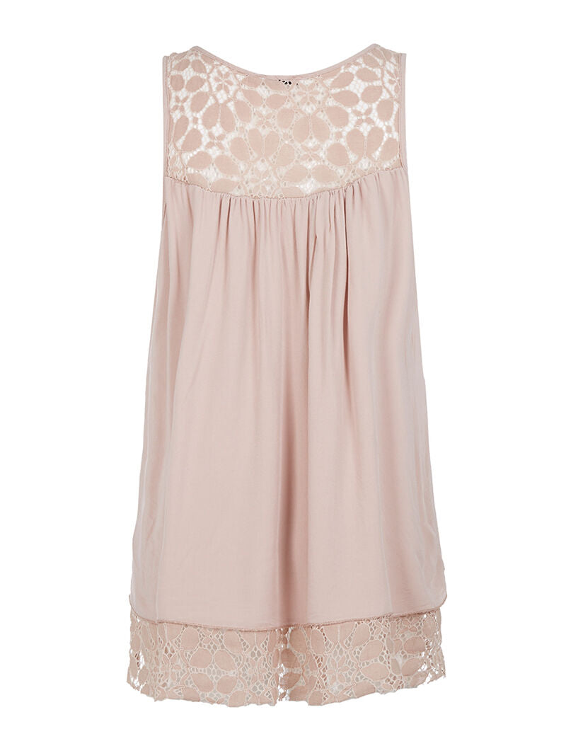 Débardeur long bas dentelle - rose - 2