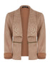 Veste revers de col perlé - beige - 1