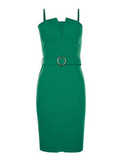 Robe décolleté V coqué - vert - 3