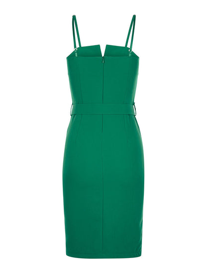 Robe décolleté V coqué - vert - 2