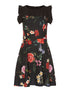 Robe fleurie épaules volantées - noir - 3