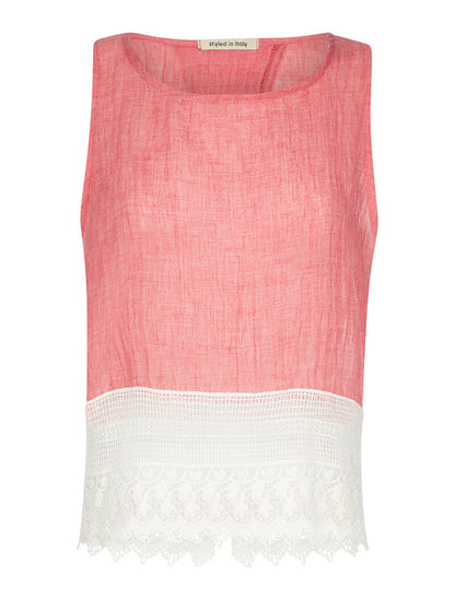 Débardeur dos ouvert à dentelle - rouge - 1