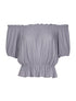 Blouse élastiquée unie - gris - 3